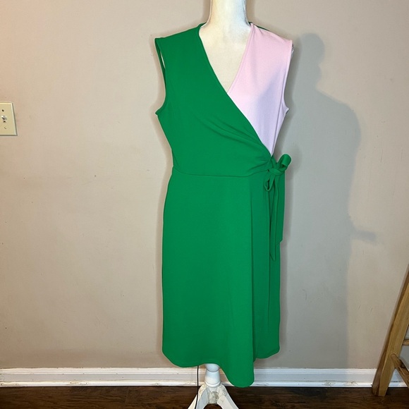 💃🏻Kasper Green and Pink Dress - Picture 2 of 6